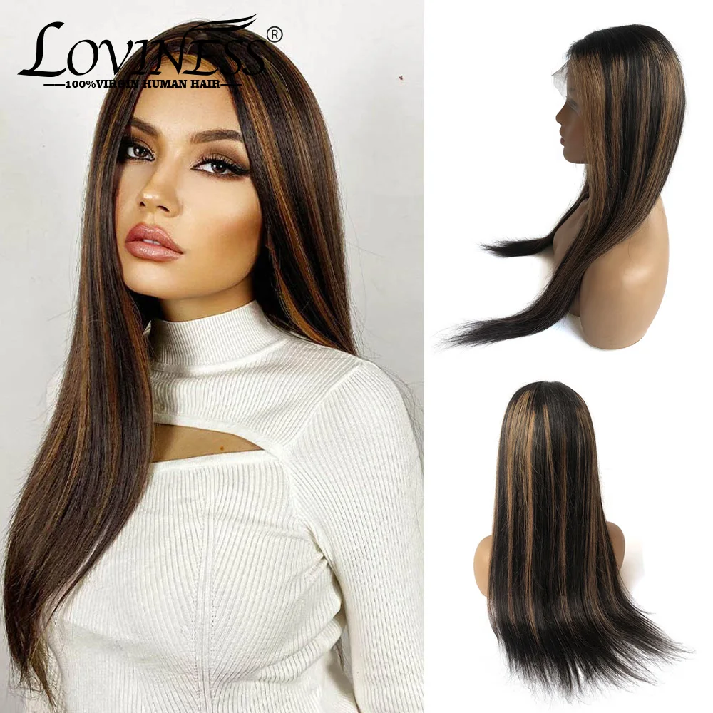 highlight wig brown colored human hair