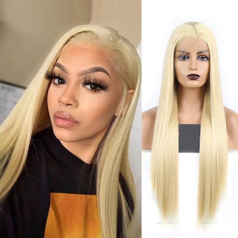 synthetic blonde lace front wigs blond