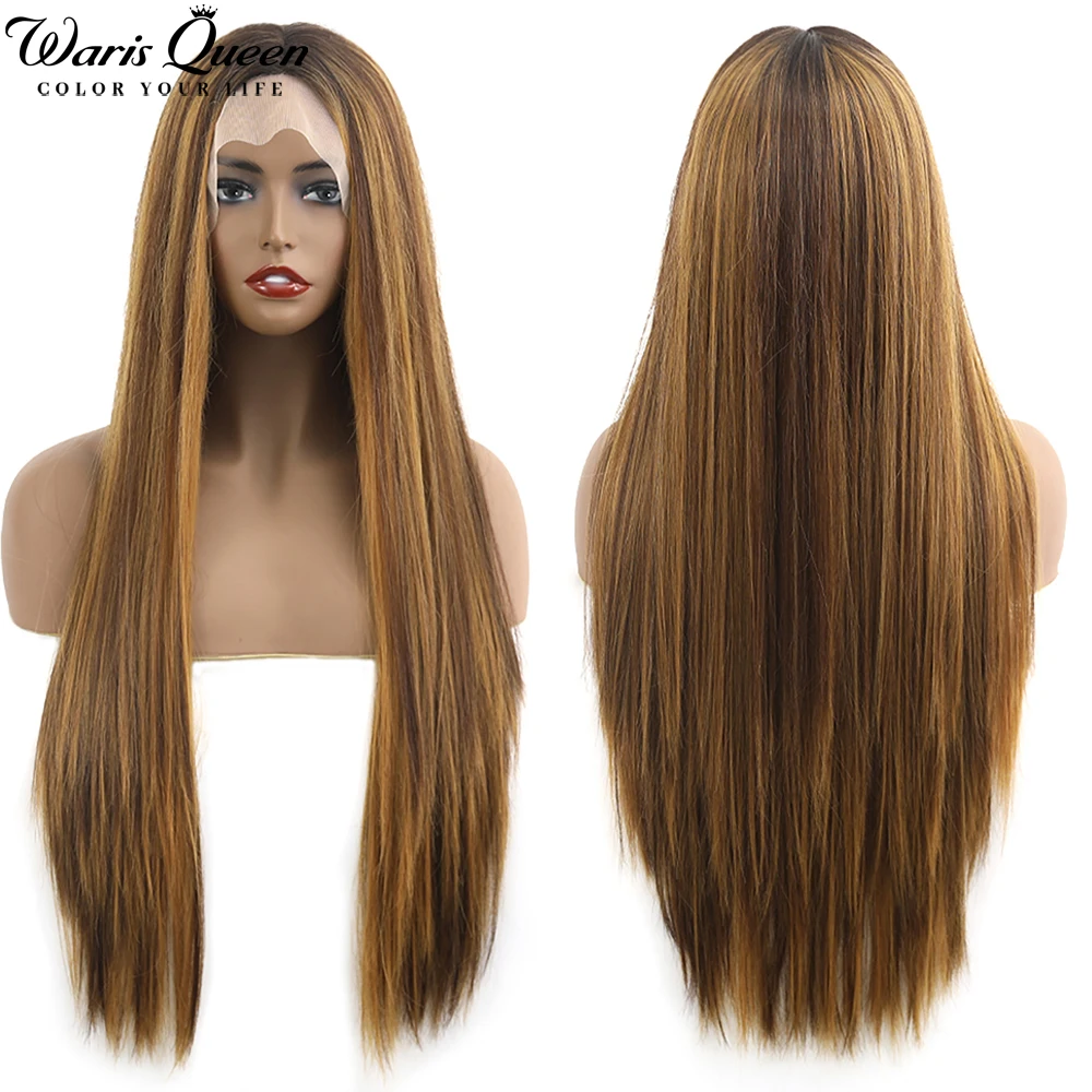 straight lace front wig synthetic natural