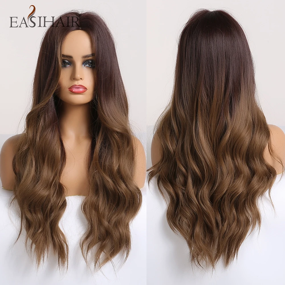 easihair long wavy brown ombre synthetic
